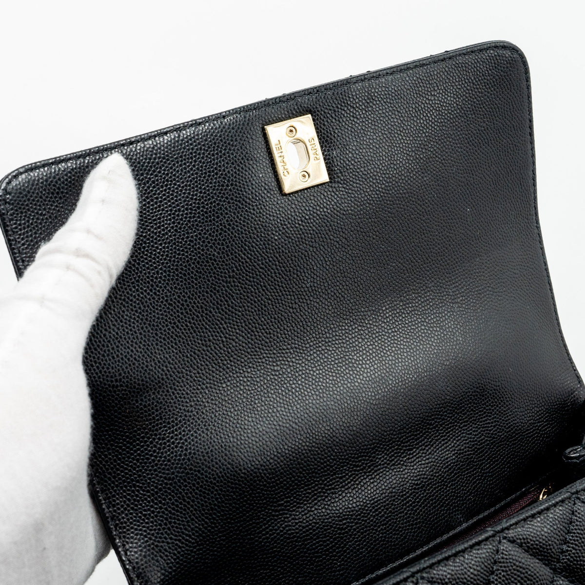CHANEL SMALL COCO HANDLE CAVIAR BLACK LGHW (MICROCHIP)