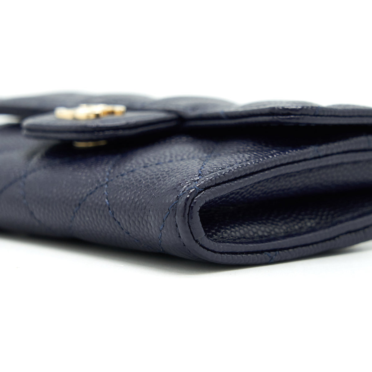 CHANEL CLASSIC FLAP CARD HOLDER CAVIAR NAVY LGHW
