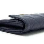 CHANEL CLASSIC FLAP CARD HOLDER CAVIAR NAVY LGHW