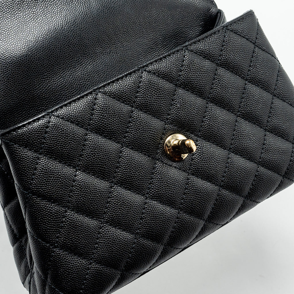 CHANEL SMALL COCO HANDLE CAVIAR BLACK LGHW (MICROCHIP)