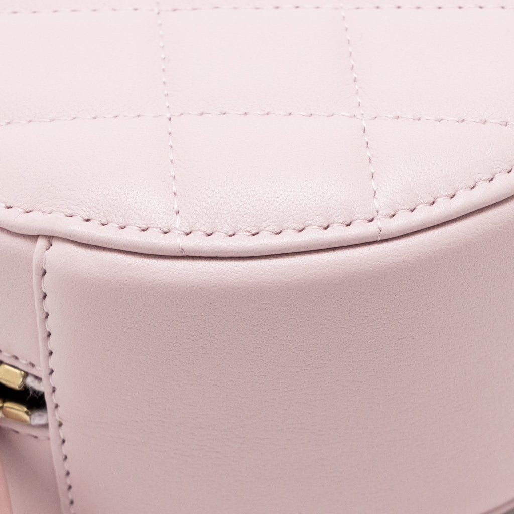 Chanel Round bag with pearl chain lambskin pink GHW