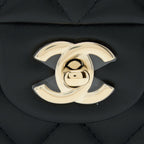 CHANEL TOP HANDLE MINI RECTANGULAR FLAP BAG LAMBSKIN BLACK LGHW (MICROCHIP)