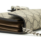GUCCI DIONYSUS CHAIN WALLET BEIGE GG SUPREME CANVAS AND LEATHER SHW