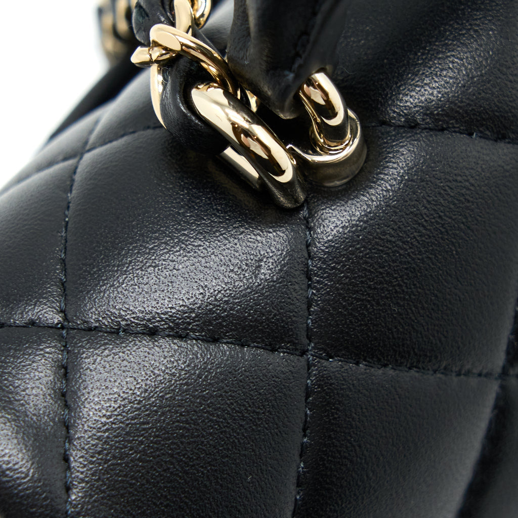 CHANEL TOP HANDLE MINI RECTANGULAR FLAP BAG LAMBSKIN BLACK LGHW (MICROCHIP)