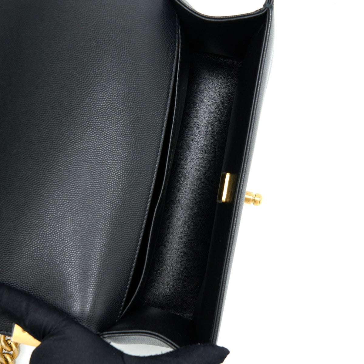 CHANEL MEDIUM BOY CAVIAR BLACK BRUSHED GOLD HARDWARE(MICROCHIP)