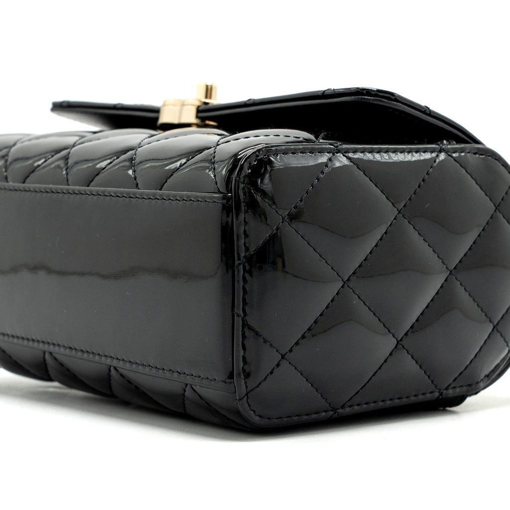 CHANEL SMALL TRENDY CC DUAL FLAP BAG PATENT BLACK LGHW (MICROCHIP)