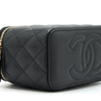 CHANEL 22S LONG VANITY WITH CHAIN CAVIAR BLACK LGHW