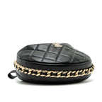 CHANEL 23C ROUND CLUTCH LAMBSKIN BLACK GHW (MICROCHIP)