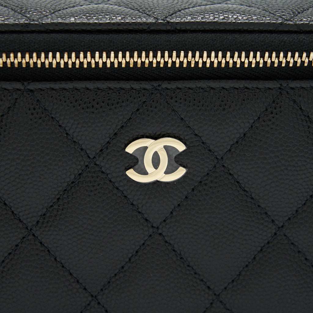CHANEL 22S LONG VANITY WITH CHAIN CAVIAR BLACK LGHW