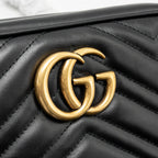 Gucci Small GG Marmont Camera Bag Matelasse Chevron Leather Black GHW