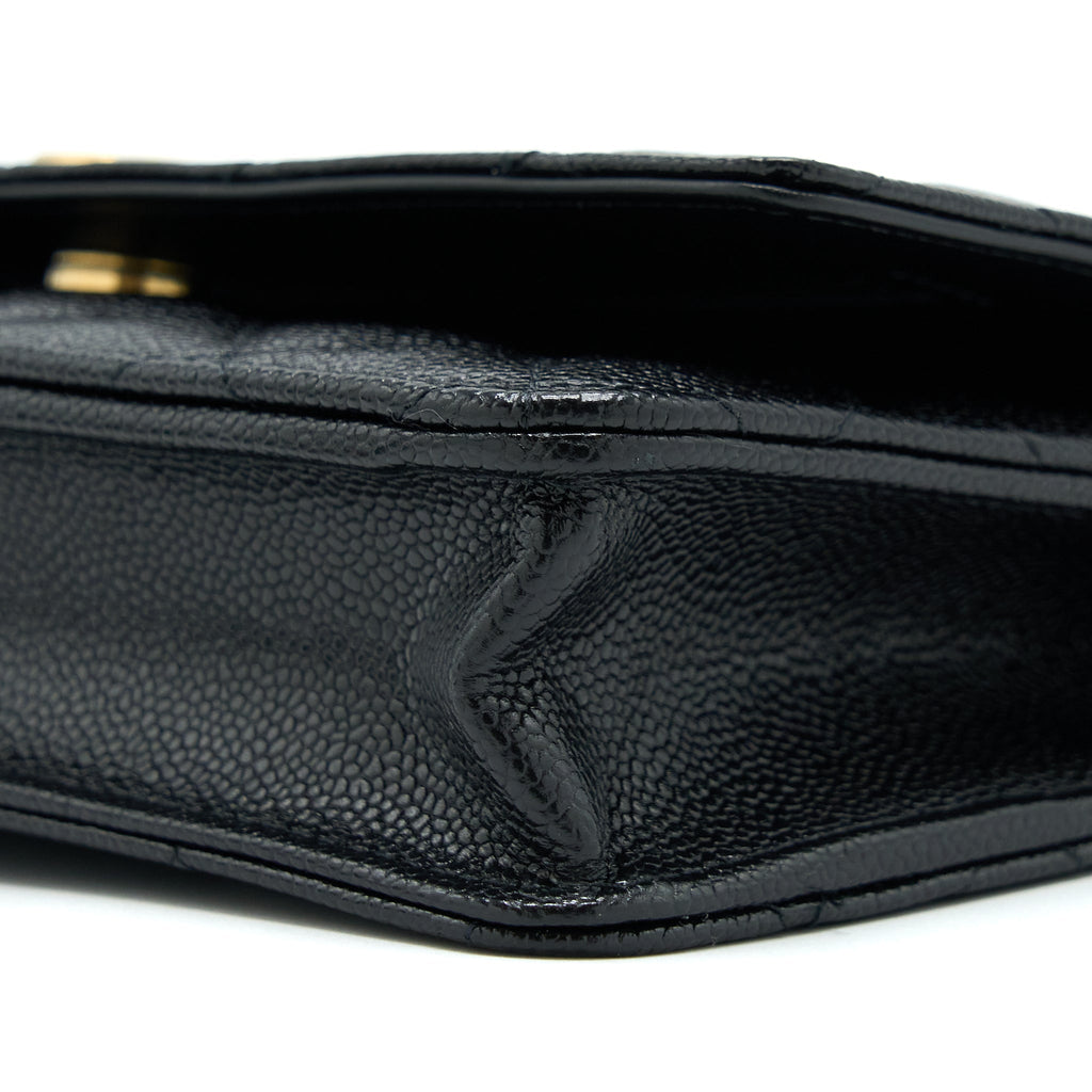 CHANEL TOP HANDLE WALLET ON CHAIN CAVIAR BLACK GHW (MICROCHIP)