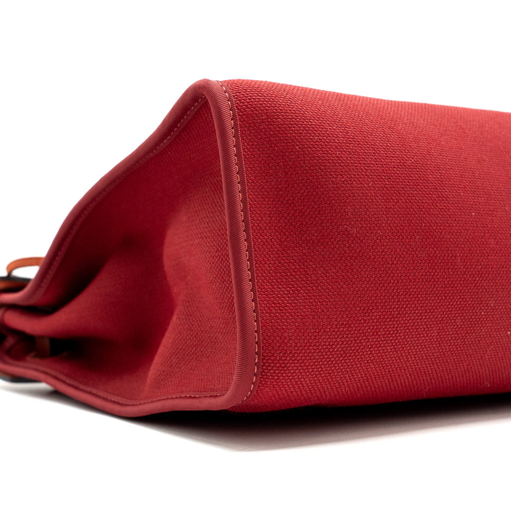 Hermes herbag zip 31 bag canvas / hunter rouge grenat / rouge H SHW