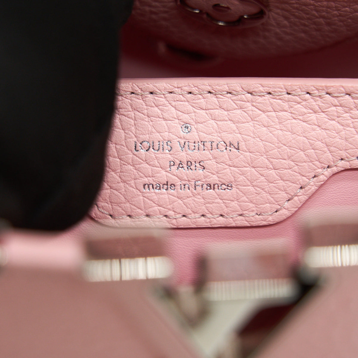LOUIS VUITTON CAPUCINES BB IN PINK WITH RED FLORAL PATTERN