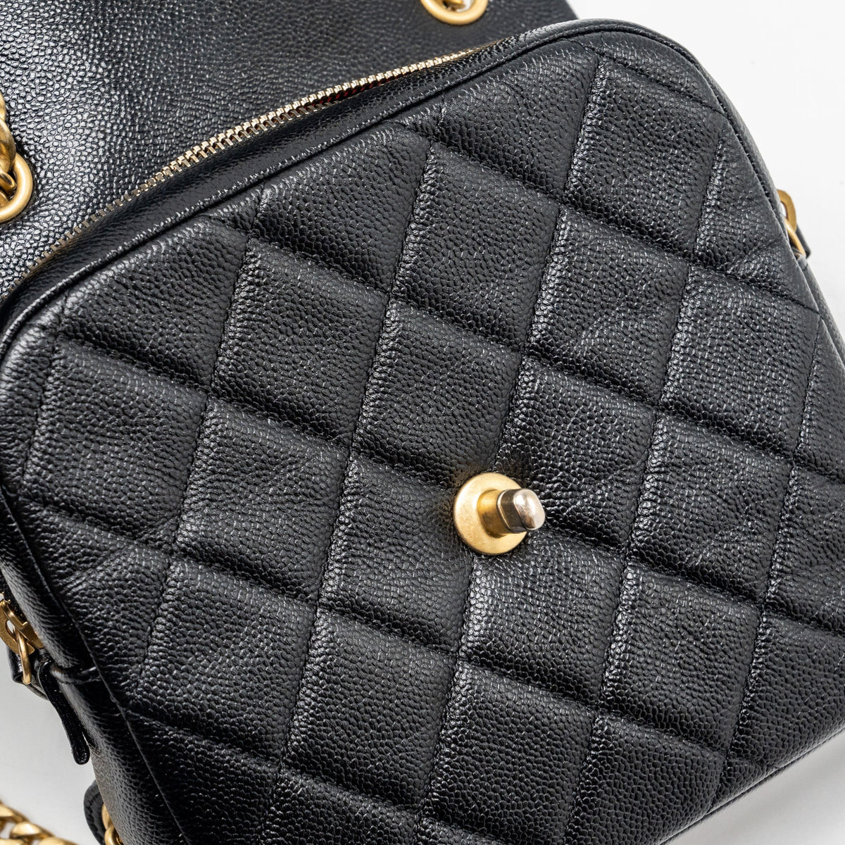 CHANEL QUILTED FLAP BACKPACK CAVIAR BLACK GHW (MICROCHIP)