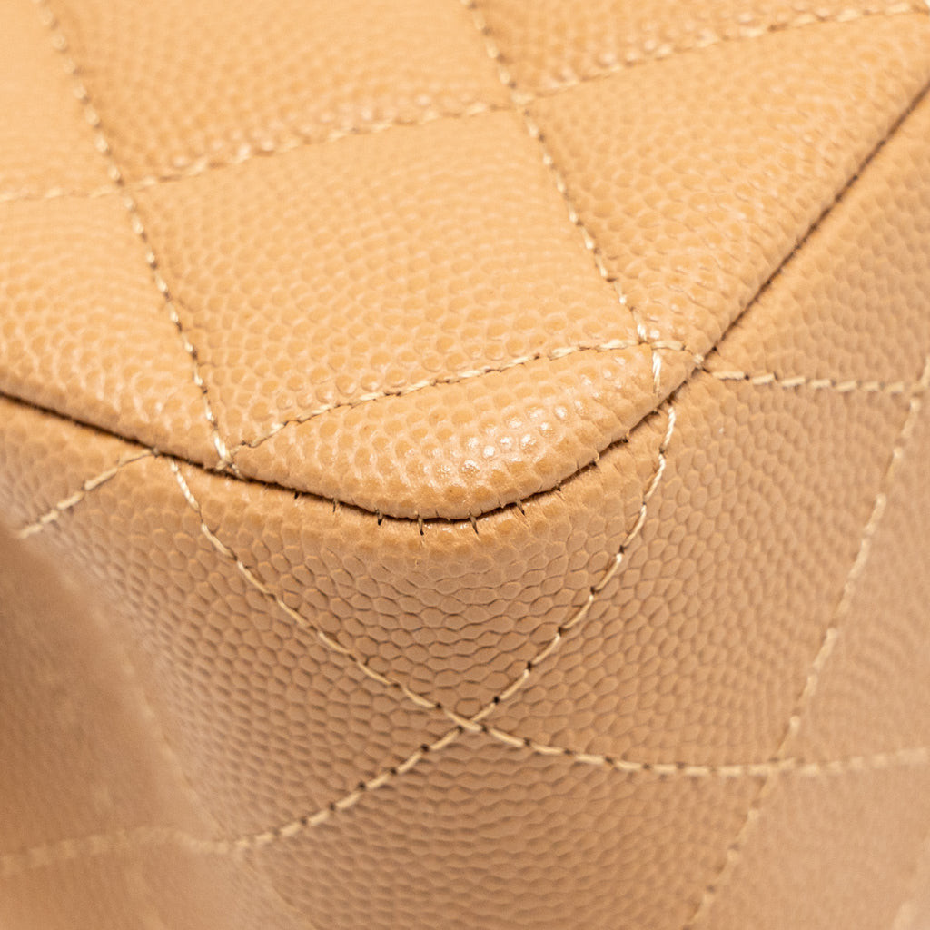CHANEL MEDIUM CLASSIC DOUBLE FLAP BAG CAVIAR CARAMEL LGHW(MICROCHIP)