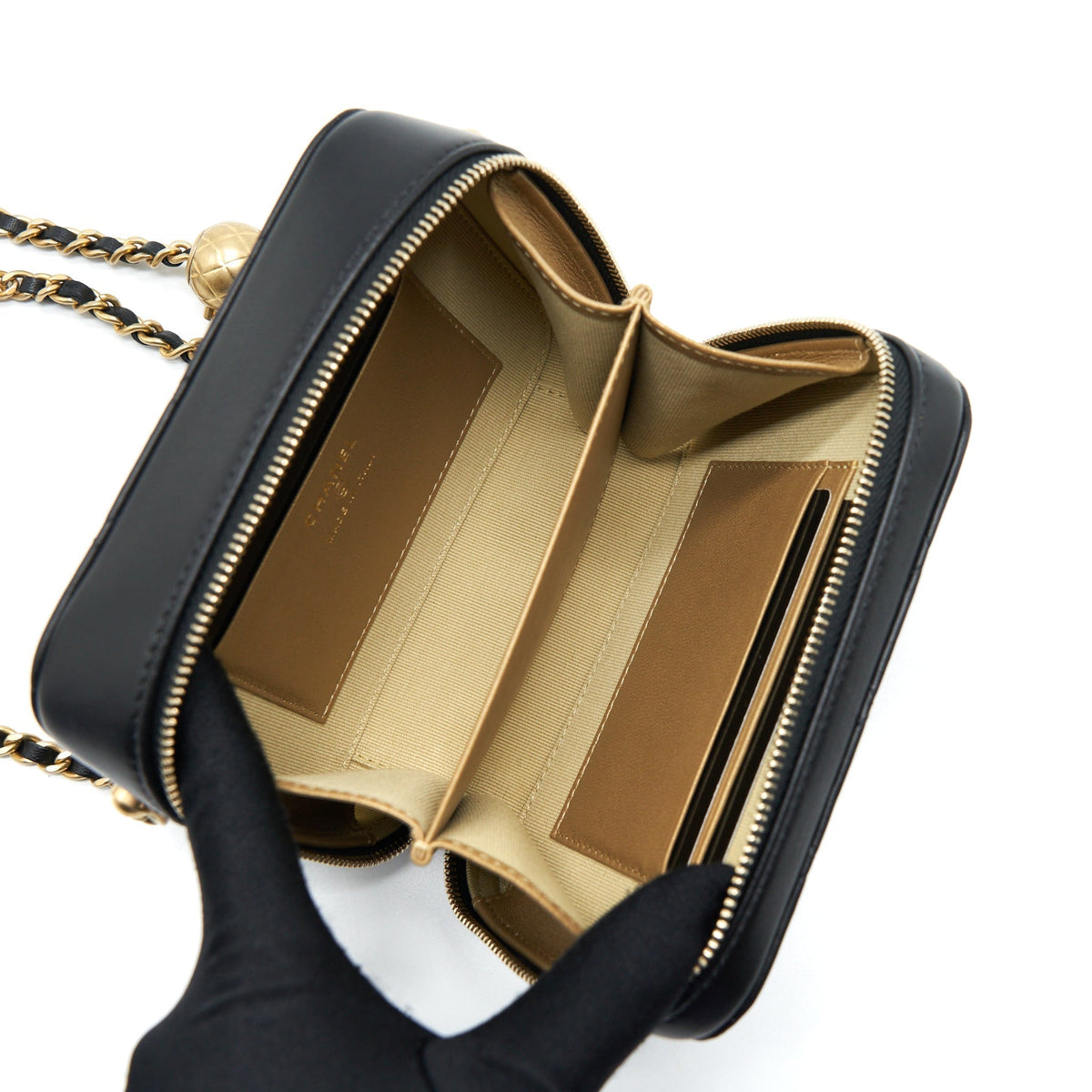 CHANEL PEARL CRUSH CAMERA BAG LAMBSKIN BLACK GHW