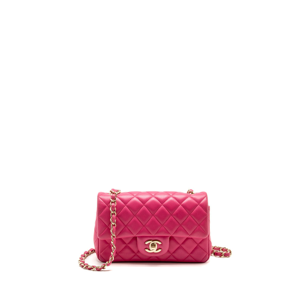Chanel Mini Rectangular flap bag lambskin pink GHW