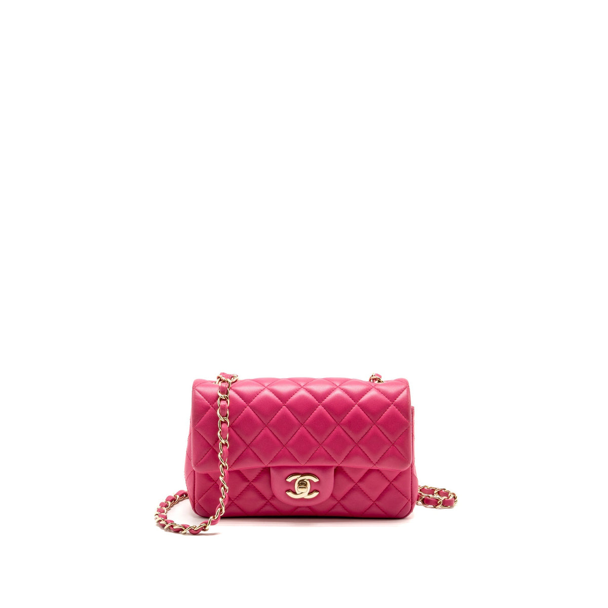 Chanel Mini Rectangular flap bag lambskin pink GHW