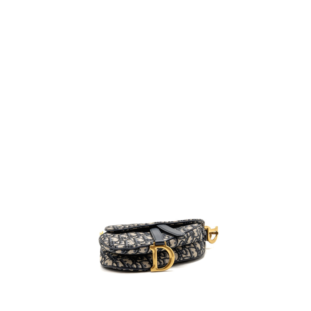 Dior Mini Saddle canvas oblique jacquard canvas blue GHW