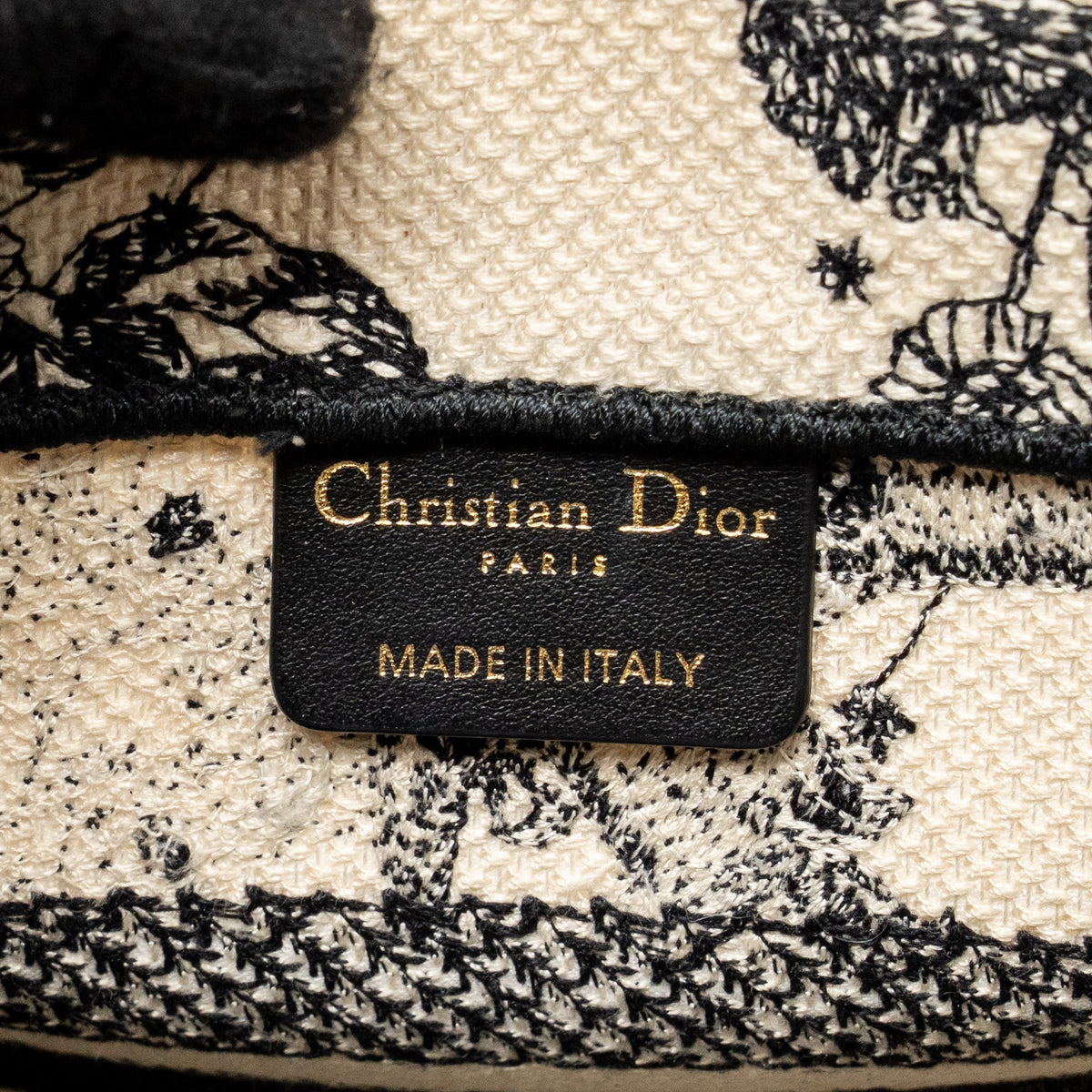DIOR SMALL DIOR BOOK TOTE DIOR ZODIAC EMBROIDERY CANVAS LATTE/BLACK