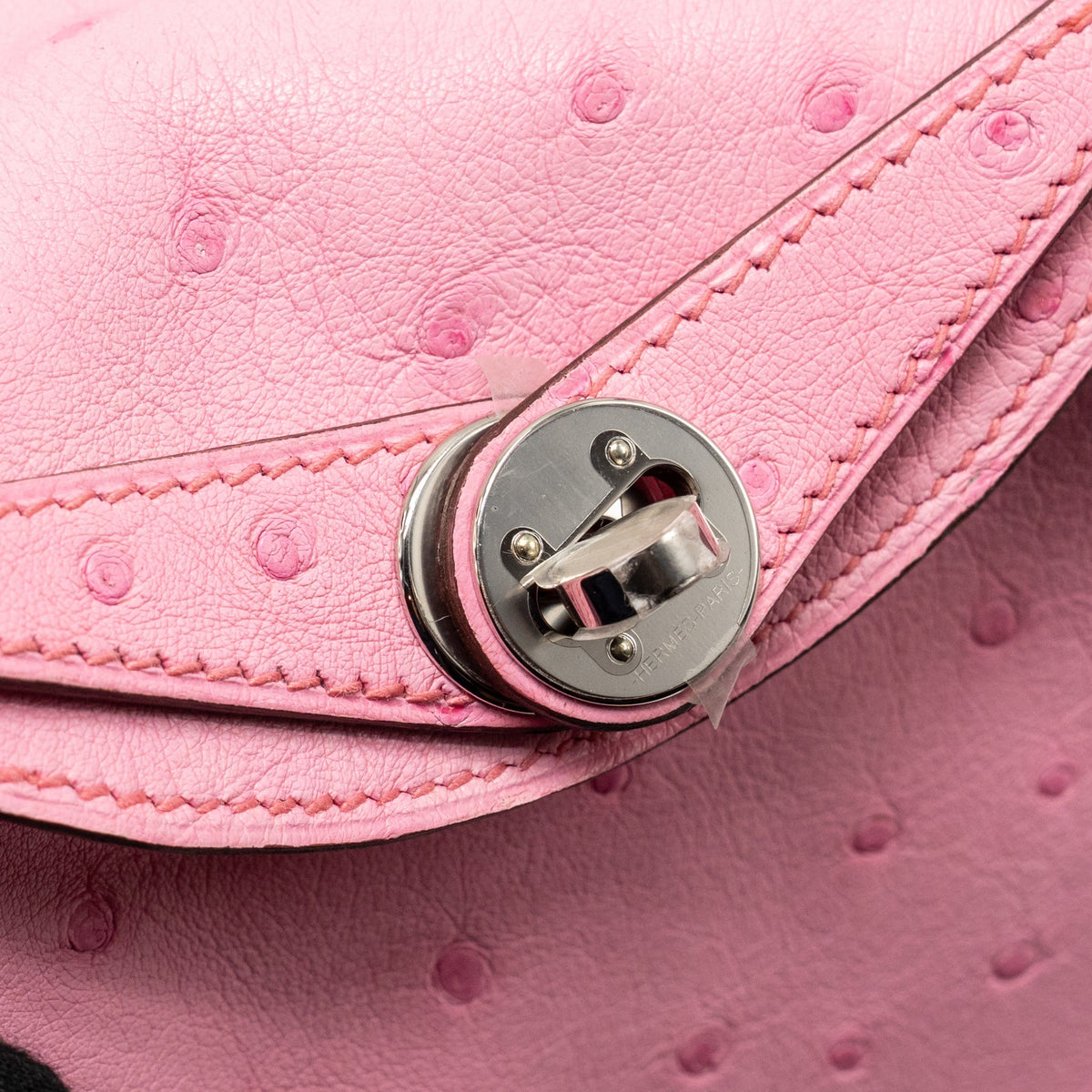 Hermes Mini Lindy Ostrich Rose Bubblegum SHW
