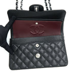 CHANEL SMALL CLASSIC FLAP BAG CAVIAR BLACK SHW (MICROCHIP)