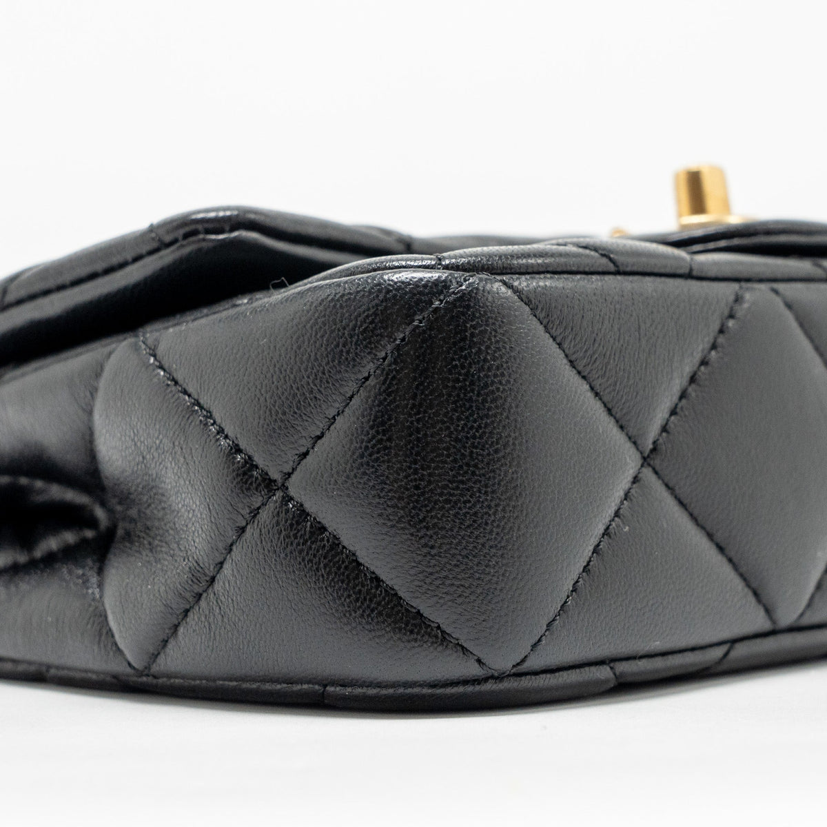 CHANEL PEARL CRUSH MINI SQUARE FLAP BAG LAMBSKIN BLACK GHW (MICROCHIP)
