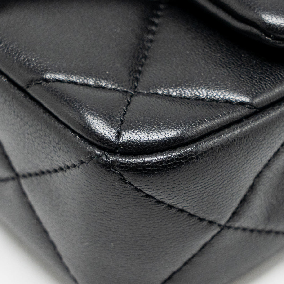 CHANEL PEARL CRUSH MINI SQUARE FLAP BAG LAMBSKIN BLACK GHW (MICROCHIP)