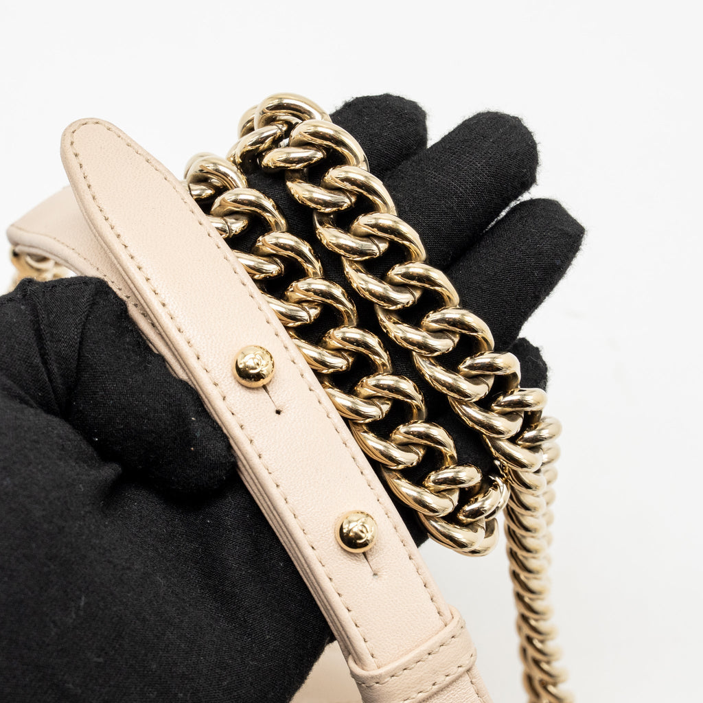 Chanel Medium Boy Bag Chevron Lambskin Beige LGHW