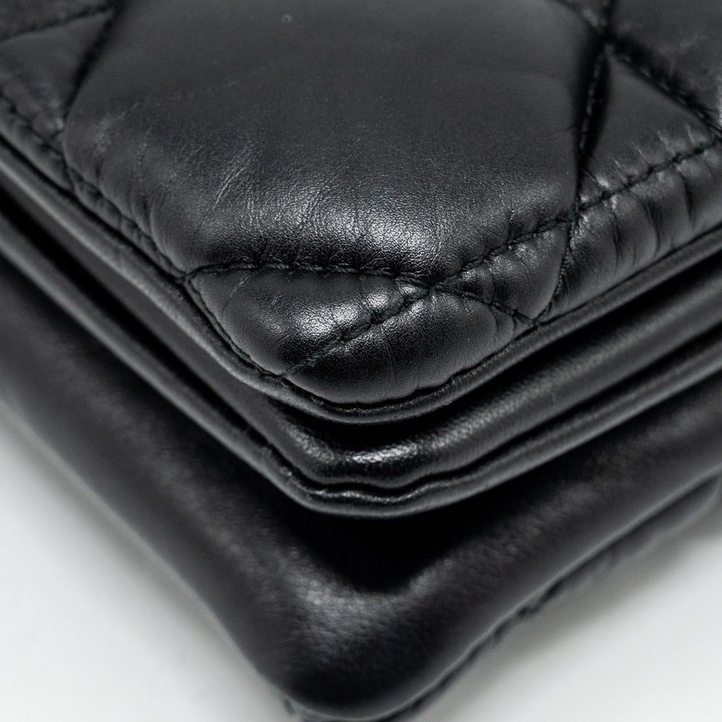 DIOR MINI CARO FLAP BAG CALFSKIN BLACK/ BLACK HARDWARE