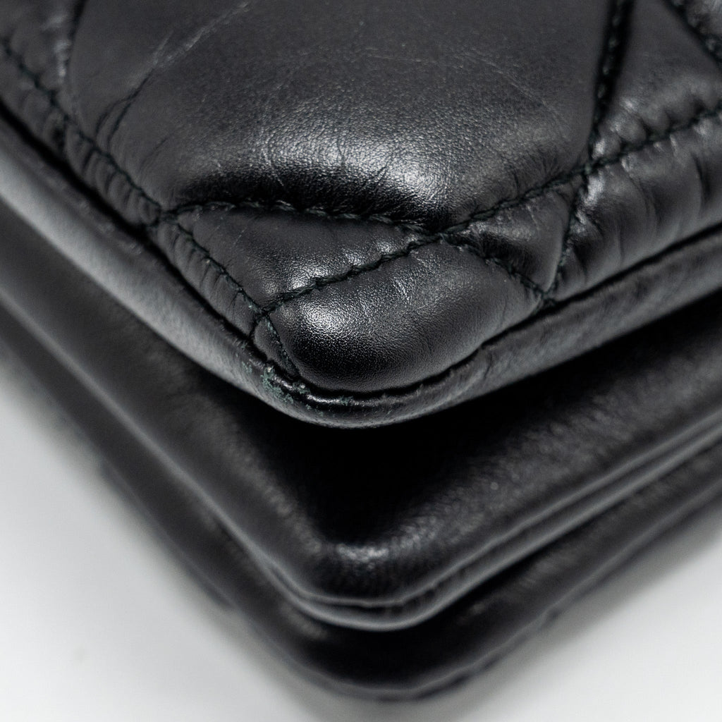 DIOR MINI CARO FLAP BAG CALFSKIN BLACK/ BLACK HARDWARE
