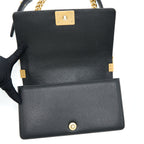 CHANEL MEDIUM BOY BAG CAVIAR BLACK BRUSHED GHW