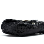 GUCCI MINI GG MARMONT MATELASSE BAG SEQUIN BLACK SHW