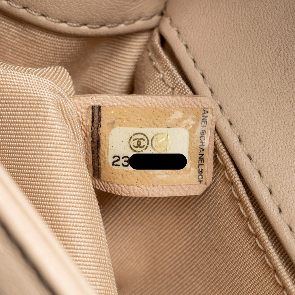 Chanel Medium Boy Bag Chevron Lambskin Beige LGHW