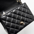 CHANEL MINI SQUARE FLAP BAG LAMBSKIN BLACK LGHW (MICROCHIP)