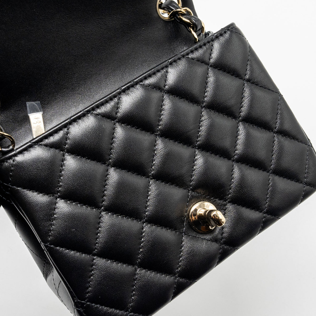 CHANEL MINI SQUARE FLAP BAG LAMBSKIN BLACK LGHW (MICROCHIP)