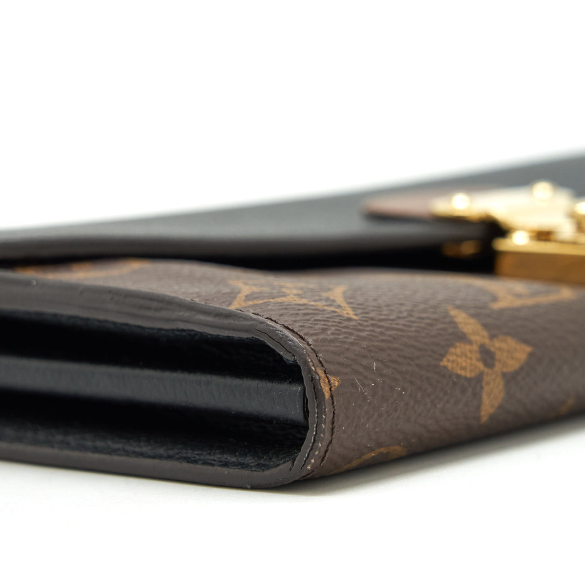 LOUIS VUITTON LONG WALLET BLACK/MONOGRAM CANVAS GHW