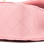 CHANEL 22C SMALL CLASSIC DOUBLE FLAP BAG CAVIAR PINK LGHW (MICROCHIP)