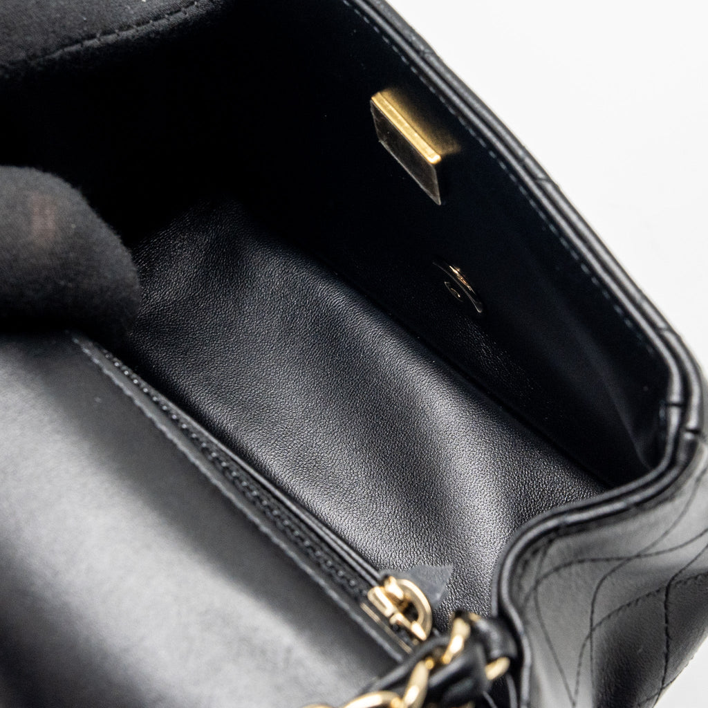 CHANEL MINI SQUARE FLAP BAG LAMBSKIN BLACK LGHW (MICROCHIP)