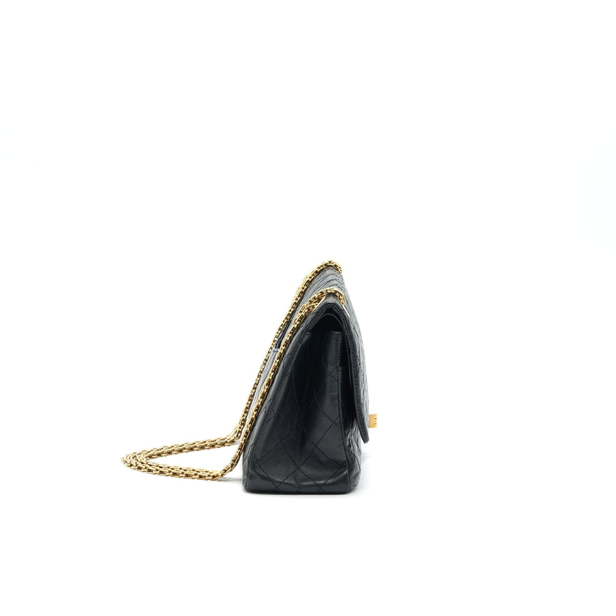CHANEL 2.55 226 REISSUE FLAP BAG AGED CALFSKIN IN BLACK GHW