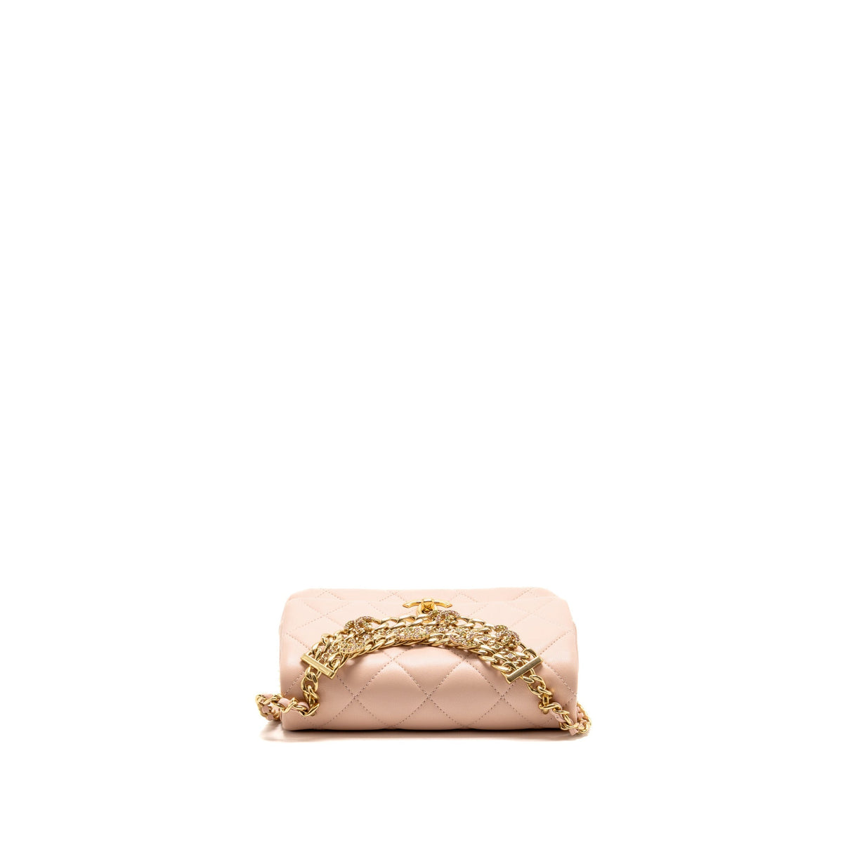 Chanel 24C Detailed CC Strap Handle Flap Bag Lambskin Light Pink GHW (Microchip)