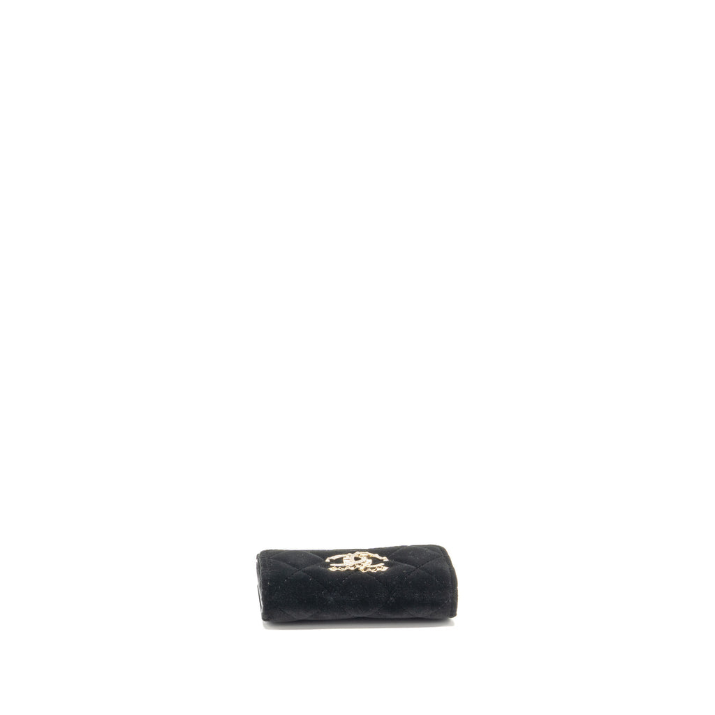Chanel Crystal CC Card Holder Velvet Black LGHW