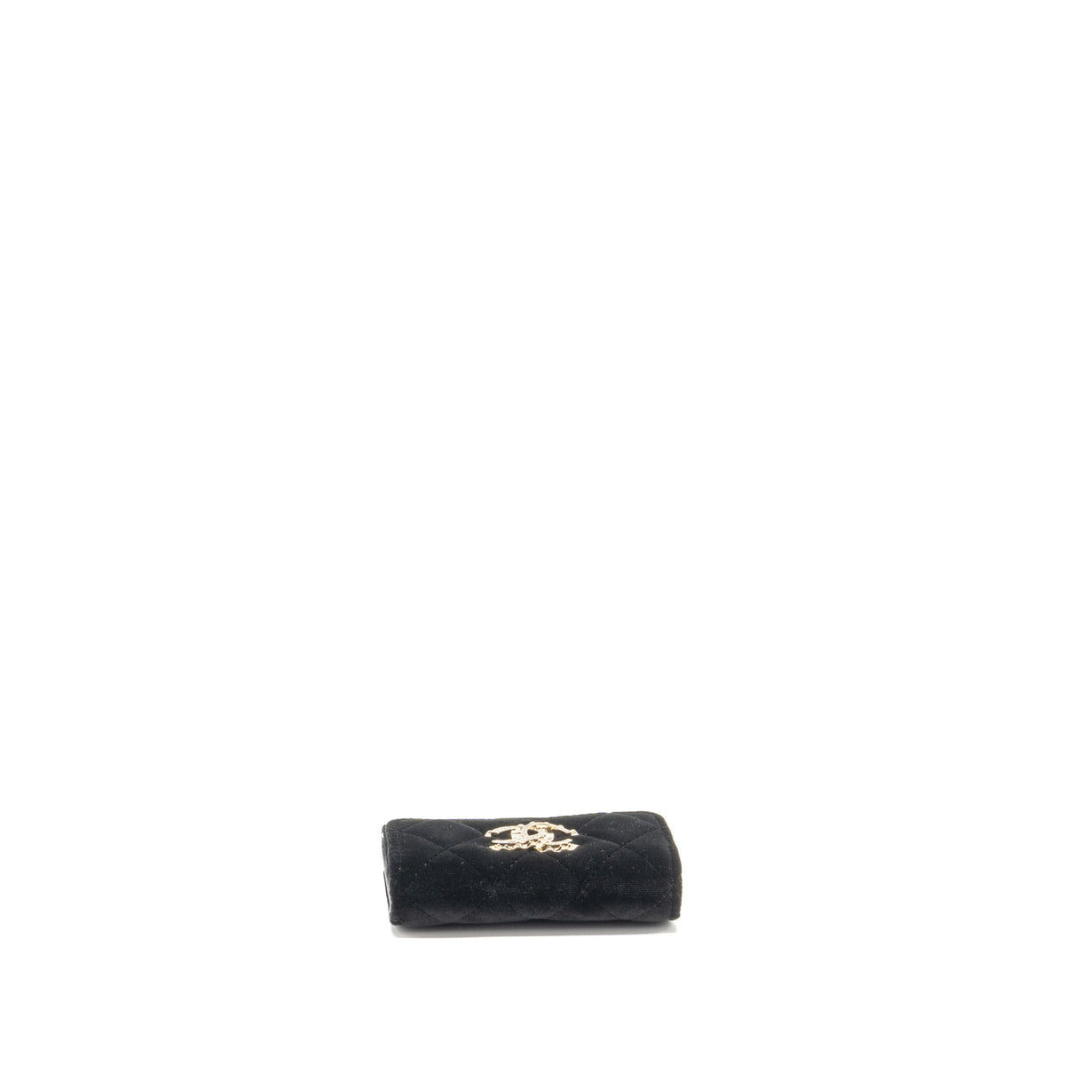 Chanel Crystal CC Card Holder Velvet Black LGHW
