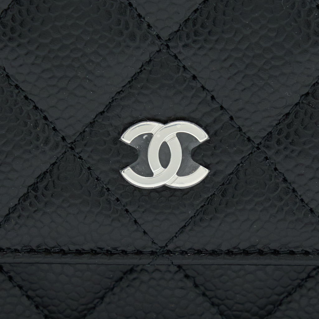 CHANEL CLASSIC WALLET ON CHAIN CAVIAR BLACK SHW (MICROCHIP)