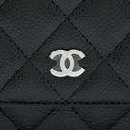 CHANEL CLASSIC WALLET ON CHAIN CAVIAR BLACK SHW (MICROCHIP)