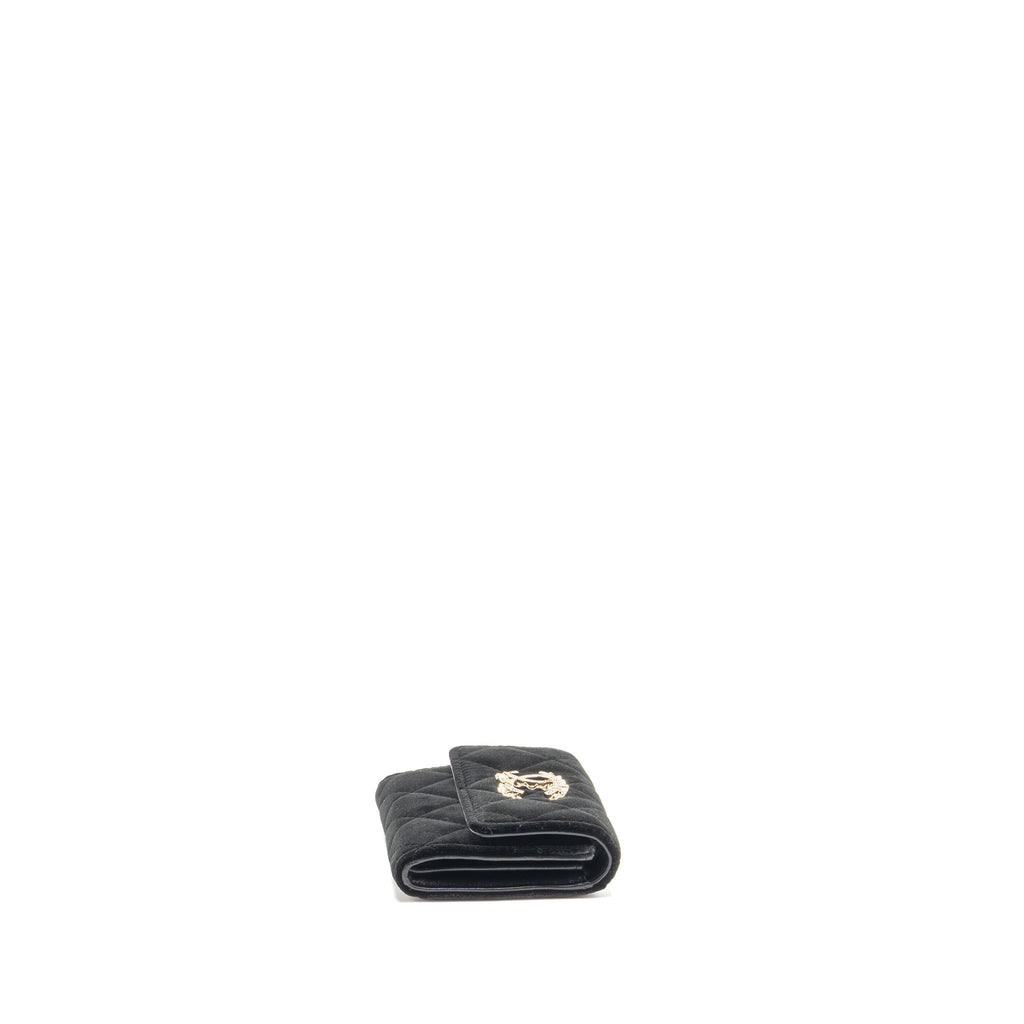 Chanel Crystal CC Card Holder Velvet Black LGHW