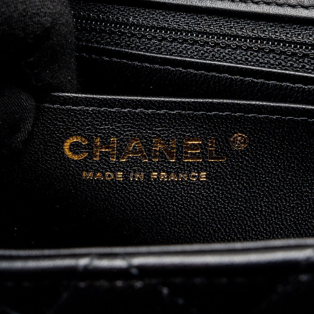 CHANEL MINI SQUARE FLAP BAG LAMBSKIN BLACK LGHW (MICROCHIP)
