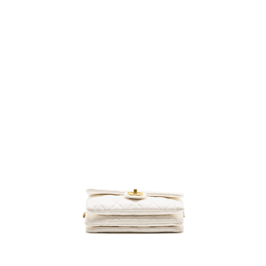 Chanel 23B GOLD PILLAR ADJUSTMENT CHAIN FLAP BAG Lambskin White GHW (Micorchip)