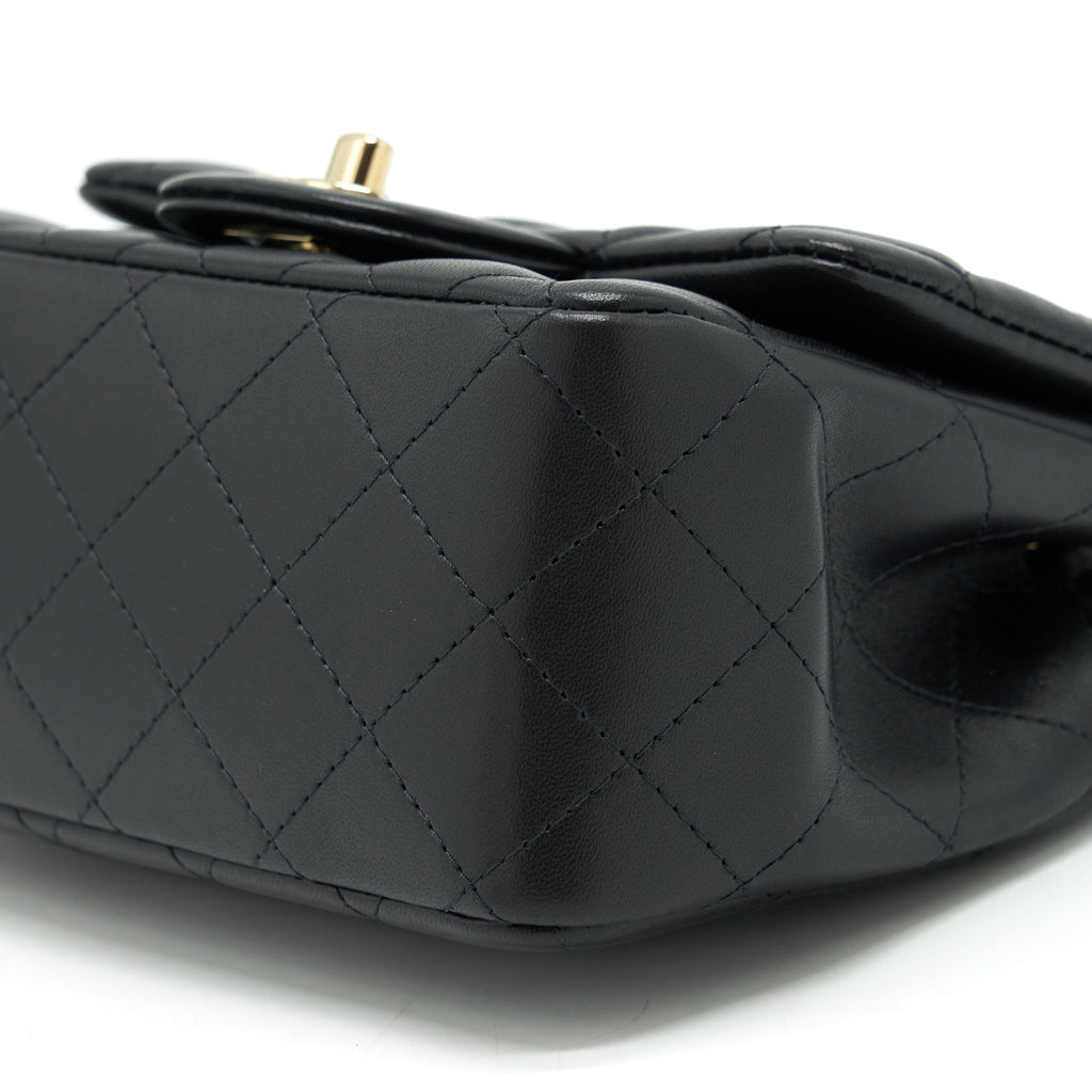 CHANEL MINI SQUARE FLAP BAG LAMBSKIN BLACK LGHW (MICROCHIP)