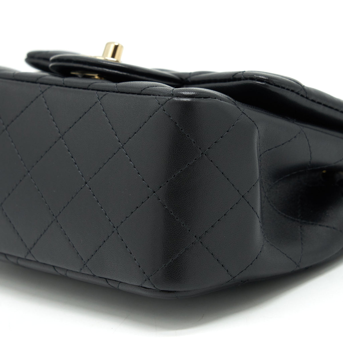 CHANEL MINI SQUARE FLAP BAG LAMBSKIN BLACK LGHW (MICROCHIP)